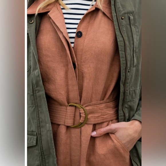 ABLE Charlyn Linen Blend Button Up Jumpsuit in Amber Brown - Picture 4 of 13